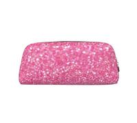 YOFIEN Sparkling Pink Glitter Printed Pencil Case for Girls, Pen Pouch Organizer Pencil Bag with Zipper