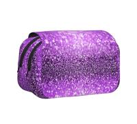 YOFIEN Sparkling Purple Glitter Pencil Pouch Portable Double Layer Stationery Organizer