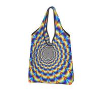 YOFIEN Spiral Optical Illusion Gif Foldable Tote Bag Reusable Large Capacity Shopping Bags