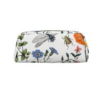 YOFIEN Summer Pattern Botanical Plants Insects Flowers in Vintage Style Pencil Case for Girls, Pen Pouch Organizer Pencil Bag with Zipper