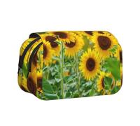 YOFIEN Sunflower Plant Printed Pencil Pouch Portable Double Layer Stationery Organizer