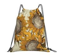 YOFIEN Sunflowers Water Drawstring Backpack Resistant String Bag for Women Men Sports Gym Sackpack