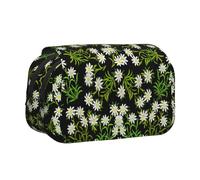 YOFIEN Swiss Alpine Edelweiss Floral Pencil Pouch Portable Double Layer Stationery Organizer