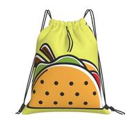 YOFIEN Taco Mexican Food Water Drawstring Backpack Resistant String Bag for Women Men Sports Gym Sackpack