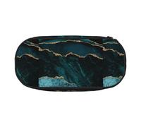 YOFIEN Teal Emerald Marble L and Scapes,Small Pencil Case Large Capacity Pencil Pouch Office Stationery Organizer
