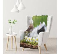YOFIEN Two Little Cute RabbitsFlannel Throw Fluffy Blanket for Couch, Soft Cozy Blankets