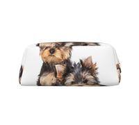 YOFIEN Two Yorkshire Terrier Puppies Pencil Case for Girls, Pen Pouch Organizer Pencil Bag with Zipper