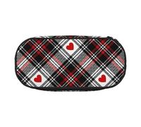 YOFIEN Valentines Plaid Hearts,Small Pencil Case Large Capacity Pencil Pouch Office Stationery Organizer