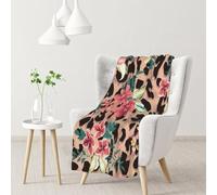 YOFIEN Vintage Leopard Flower PrintedFlannel Throw Fluffy Blanket for Couch, Soft Cozy Blankets
