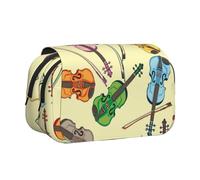 YOFIEN Violin Music Note Pencil Pouch Portable Double Layer Stationery Organizer