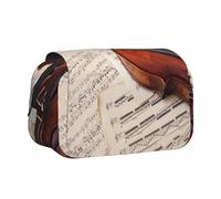 YOFIEN Violin Pencil Pouch Portable Double Layer Stationery Organizer