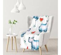 YOFIEN Watercolor Cute Hippo WatermelonFlannel Throw Fluffy Blanket for Couch, Soft Cozy Blankets