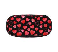 YOFIEN Watercolor Red Hearts Pattern,Small Pencil Case Large Capacity Pencil Pouch Office Stationery Organizer
