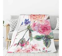 YOFIEN Watercolor Spring Flower Vintage Super Soft Throw Flannel Blanket Thick Comfy Cozy Couch 80"x60"