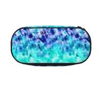 YOFIEN Watercolor Teal Blue Tie Dye,Small Pencil Case Large Capacity Pencil Pouch Office Stationery Organizer