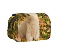 YOFIEN Westie Autumn West Highland White Terrier Dogs Pencil Pouch Portable Double Layer Stationery Organizer