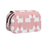 YOFIEN Westie Dogs Pattern Pencil Pouch Portable Double Layer Stationery Organizer