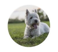 YOFIEN Westie Lawn West Highland White Terrier Dogs 8&8in Round Mouse Pad Sewn Edge Design
