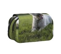 YOFIEN Westie Lawn West Highland White Terrier Dogs Pencil Pouch Portable Double Layer Stationery Organizer