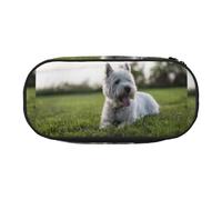 YOFIEN Westie Lawn West Highland White Terrier Dogs,Small Pencil Case Large Capacity Pencil Pouch Office Stationery Organizer