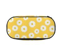 YOFIEN White Aster Daisy Yellow,Small Pencil Case Large Capacity Pencil Pouch Office Stationery Organizer