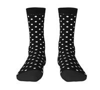 YOFIEN White Black Polka Dot,Men's Moisture Wicking Breathable Cusioned Crew Socks for women