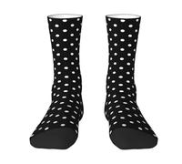 YOFIEN White Black Polka Dot,Men's Moisture Wicking Breathable Cusioned Crew Socks for women