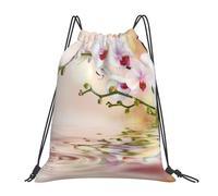 YOFIEN White Orchid In The Pond Water Drawstring Backpack Resistant String Bag for Women Men Sports Gym Sackpack