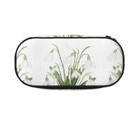 YOFIEN White Snowdrop Flower Botanical Watercolor Painting,Small Pencil Case Large Capacity Pencil Pouch Office Stationery Organizer