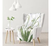 YOFIEN White Snowdrop Flower Botanical Watercolor PaintingFlannel Throw Fluffy Blanket for Couch, Soft Cozy Blankets