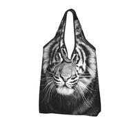 YOFIEN White Tiger Foldable Tote Bag Reusable Large Capacity Shopping Bags