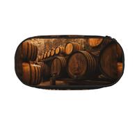 YOFIEN Wine Oak Container,Small Pencil Case Large Capacity Pencil Pouch Office Stationery Organizer