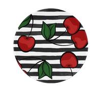 YOFIEN With Cherry On Black And White 8&8in Round Mouse Pad Sewn Edge Design