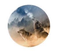YOFIEN Wolf 1 8&8in Round Mouse Pad Sewn Edge Design