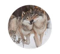YOFIEN Wolf Pattern Print 8&8in Round Mouse Pad Sewn Edge Design