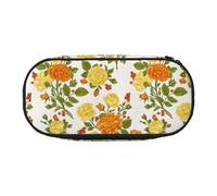 YOFIEN Yellow Flower Peony,Small Pencil Case Large Capacity Pencil Pouch Office Stationery Organizer