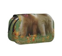 YOFIEN Yellow Labrador Retriever Puppies Pencil Pouch Portable Double Layer Stationery Organizer