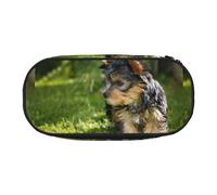 YOFIEN Yorkshire Terrier Green Grass Cute Dogs,Small Pencil Case Large Capacity Pencil Pouch Office Stationery Organizer