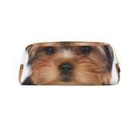 YOFIEN Yorkshire Terrier Lies On White Pencil Case for Girls, Pen Pouch Organizer Pencil Bag with Zipper