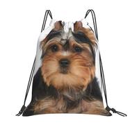 YOFIEN Yorkshire Terrier Lies On White Water Drawstring Backpack Resistant String Bag for Women Men Sports Gym Sackpack