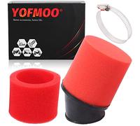 YOFMOO Air Filter 42mm 1.65inch Red Angled Double Foam Pod Compatible with Kawasaki KH400 125cc 150cc 200cc 250cc GY6 Motorcycle ATV Quad Go Kart Moped Pit Dirt Bike PZ24 41mm 43mm Universal