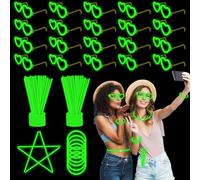 YOFOBU 100PCS Green Glow Sticks Party Favors with 20PCS Glow Glasses(For 60 Glow Bracelets&20 Heart Glasses),Glow In The Dark Party Supplies Neon Party Decor for Halloween Chirtsmas Carnival Birthday