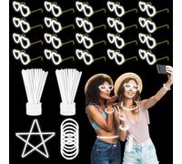 YOFOBU 100PCS White Glow Sticks Party Favors with 20PCS Glow Glasses(For 60 Glow Bracelets&20 Heart Glasses),Glow In The Dark Party Supplies Neon Party Decor for Christmas New Year Valentine's Day