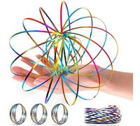 YOFOBU 3 Pack Spinner Ring Arm Magic Spring Arm Sculpture Ring Colored Magic Kinetic Spring Interactive Stress Relief Rings Festival Accessories (Colorful)