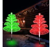 YOFOBU 5 Layer Solar Christmas Trees Lights,2 Pack Solar Xmas Trees Flower Light Outdoor Decoration,Multi-Colors Change,Water-Proof Solar Garden Lights for Pathway Lawn Patio Outside Decorative