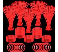 YOFOBU 500 PCS Red Glow Sticks Bracelets Necklaces Bulk 8" Glowsticks with Connectors Glow in The Dark Party Supplies Light Up Neon Party Favor for Chirstmas NewYear Valentine’s Day Wedding Birthday