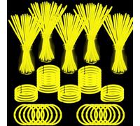 YOFOBU 500 PCS Yellow Glow Sticks Bulk 8" Glowsticks Bracelets Necklaces with Connectors Glow in the Dark Party Supplies Light Up Neon Party Favor for Christmas New Year Easter Birthday Wedding