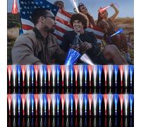 YOFOBU 72PCS Fiber Optic Wands Glow Fiber Wands Bulk LED Light Up Wands with 3 Flashing Modes LED Flashing Sticks for July 4th Halloween Wedding Birthday Carnival Bachelor Party(RedBlueWhite)