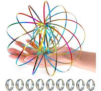 YOFOBU 9 Pack Flow Ring Arm Magic Spring Arm Flow Rings Sculpture Ring Colored Magic Kinetic Spring Interactive Stress Relief Rings Festival Accessories (Colorful)