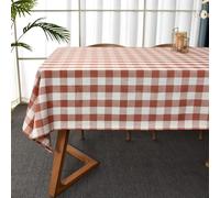 Yofori Gingham Tablecloth, Heavy Duty Cotton Blend Table Cloth for Rectangle Tables Checkered Table Cover for Kitchen Dinning Outdoor Picnics (Orange, 135 x 180 cm)